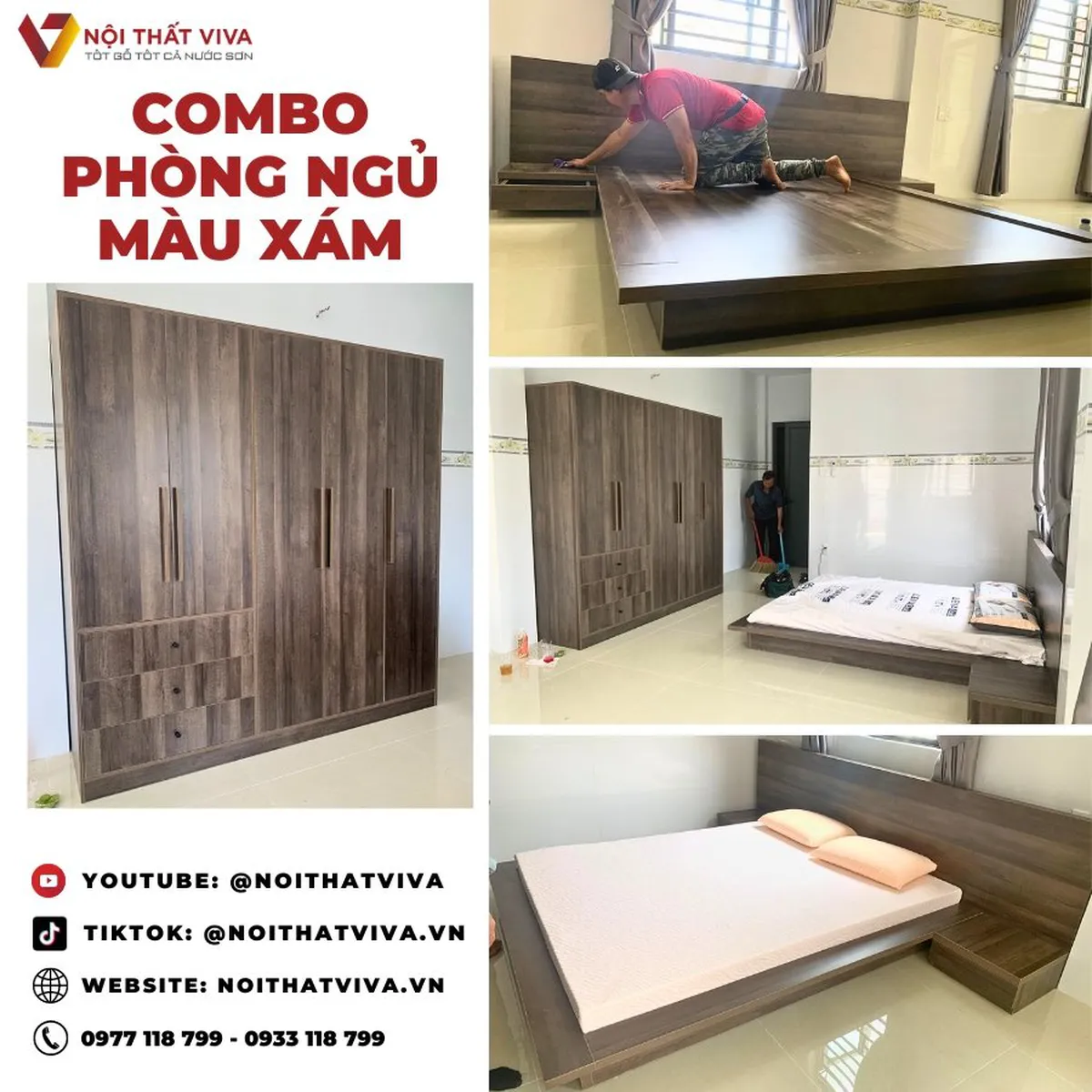 Giao Lắp Nội Thất Phòng Ngủ Hiện Đại Sang Trọng - Màu Xám Thanh Lịch Giao Lắp Nội Thất Phòng Ngủ Hiện Đại Sang Trọng - Màu Xám Thanh Lịch