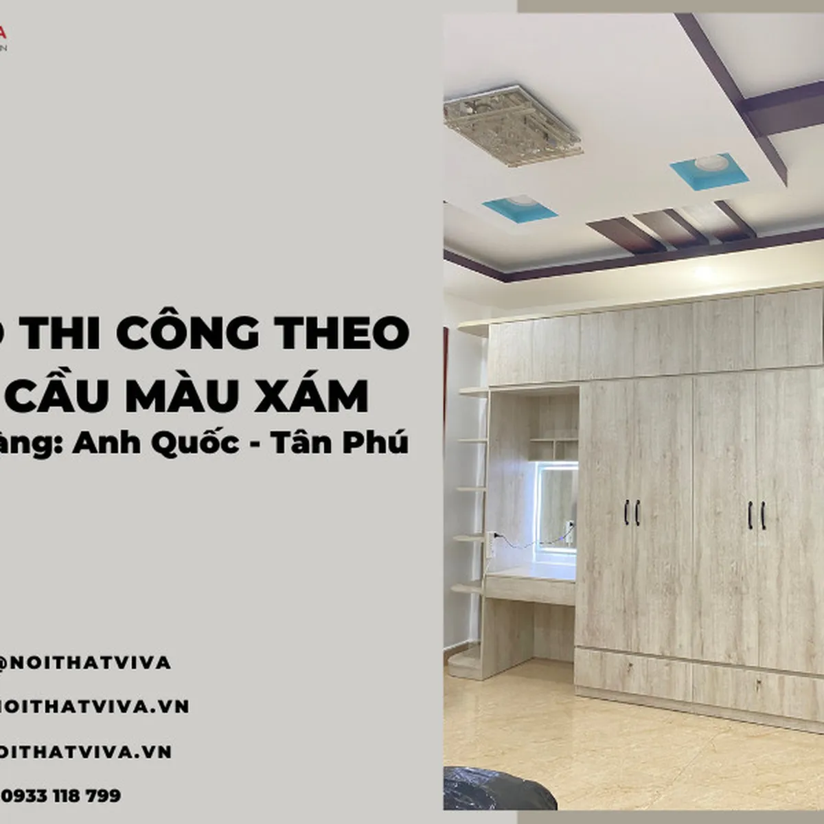 Giao Lắp Tủ Quần Áo Cao Cấp Hiện Đại Màu Xám  Anh Quốc - Tân Phú Giao Lắp Tủ Quần Áo Cao Cấp Hiện Đại Màu Xám  Anh Quốc - Tân Phú