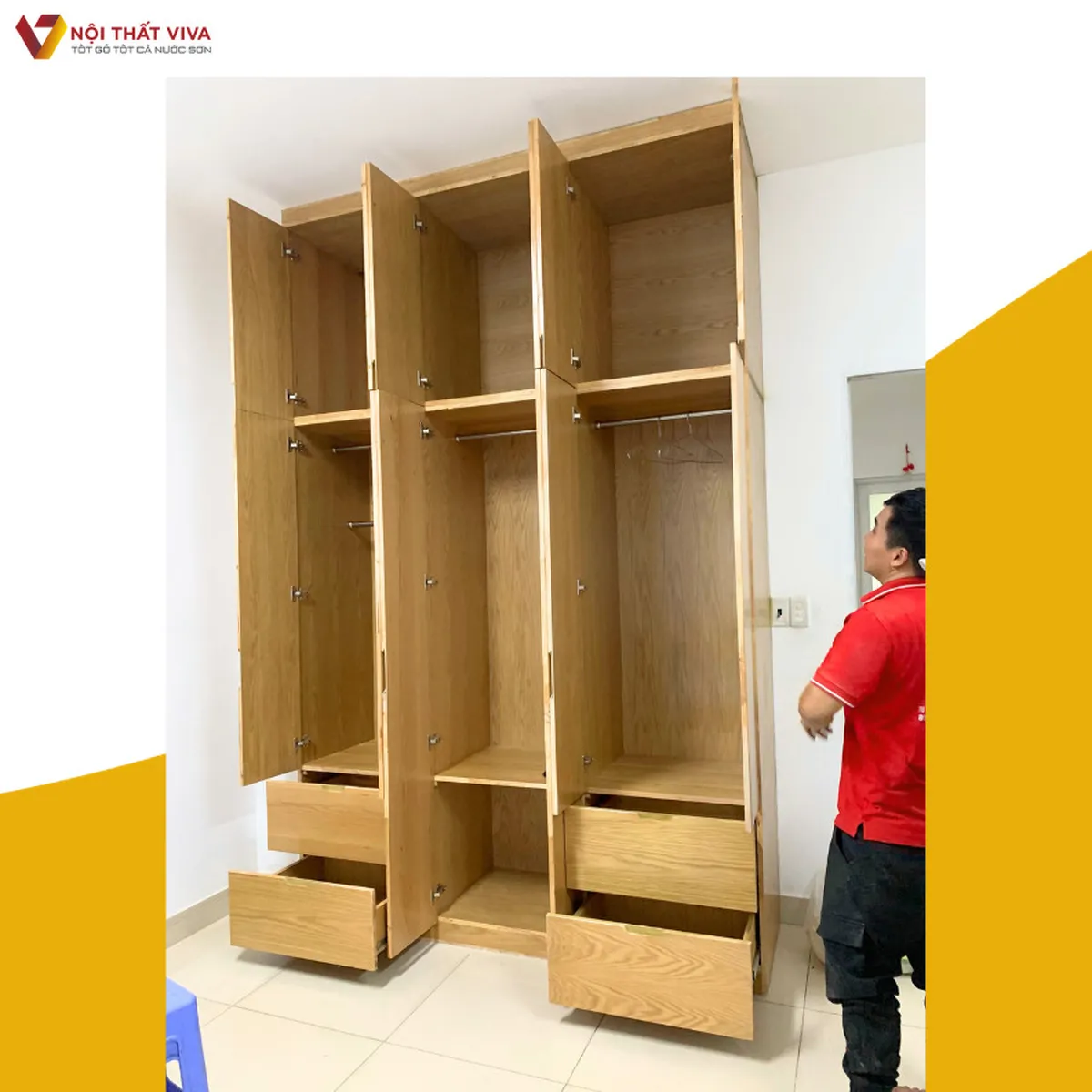 Giao Lắp Tủ Quần Áo Gỗ Cao Su Ghép Phủ Veneer Sồi Chị Như - Thủ Đức Giao Lắp Tủ Quần Áo Gỗ Cao Su Ghép Phủ Veneer Sồi Chị Như - Thủ Đức