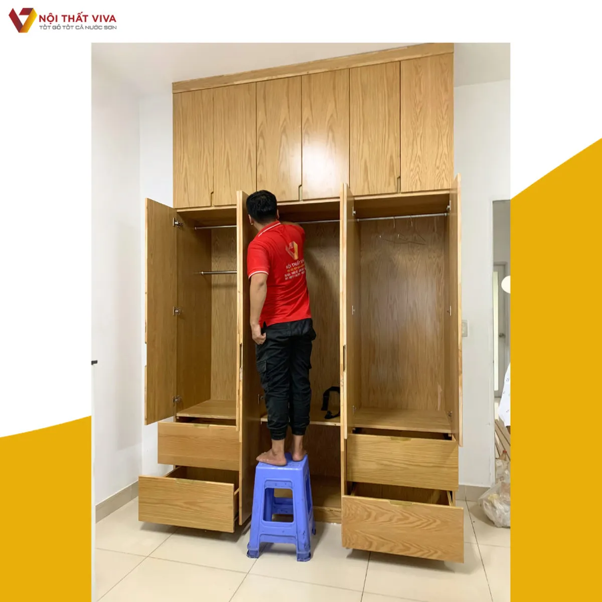 Giao Lắp Tủ Quần Áo Gỗ Cao Su Ghép Phủ Veneer Sồi Chị Như - Thủ Đức Giao Lắp Tủ Quần Áo Gỗ Cao Su Ghép Phủ Veneer Sồi Chị Như - Thủ Đức