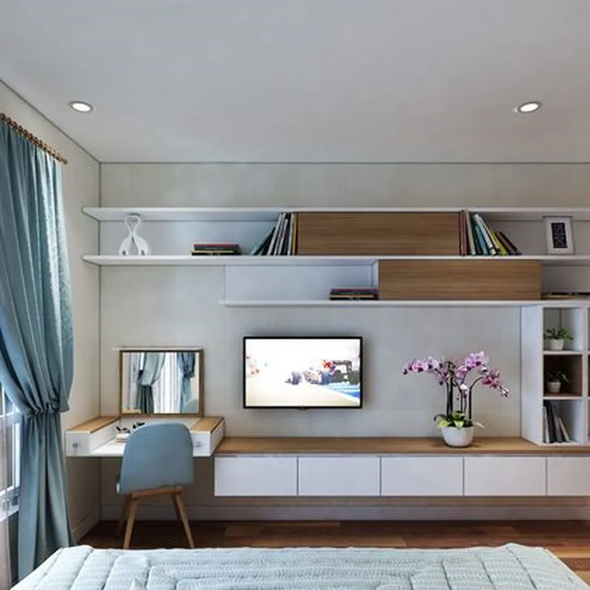 Gợi ý những cách trang trí kệ tivi trong phòng ngủ ấn tượng Gợi ý những cách trang trí kệ tivi trong phòng ngủ ấn tượng