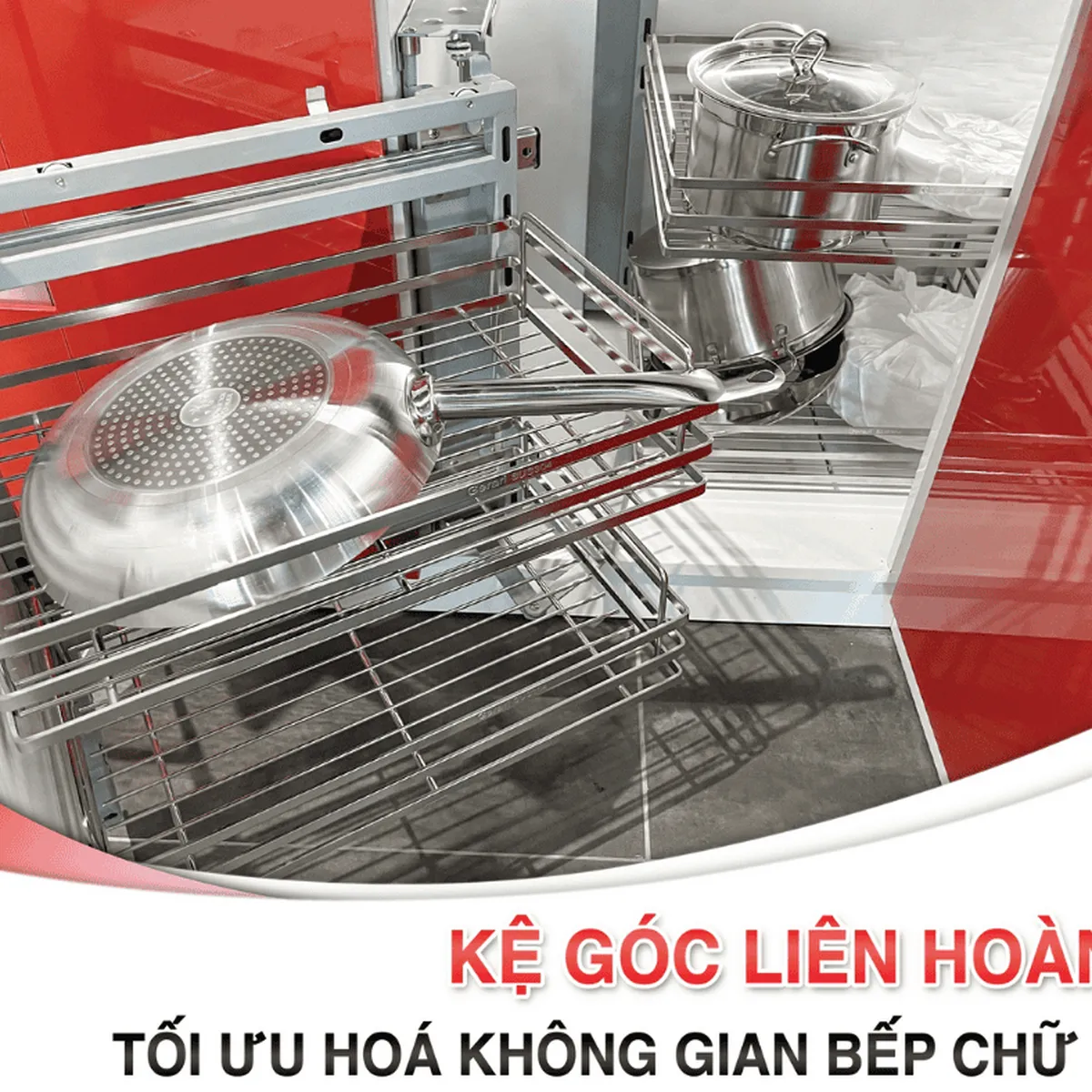 Kệ góc liên hoàn – Giải pháp hiệu quả giúp tối ưu hóa tủ bếp chữ L Kệ góc liên hoàn – Giải pháp hiệu quả giúp tối ưu hóa tủ bếp chữ L