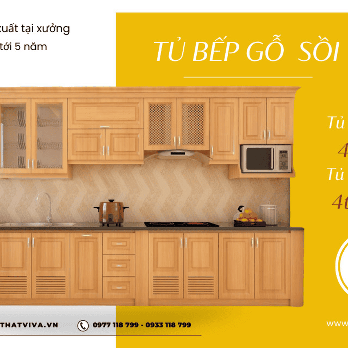 Tổng hợp 4 mẫu tủ bếp gỗ tự nhiên hiện đại, đẹp – không lỗi mốt!