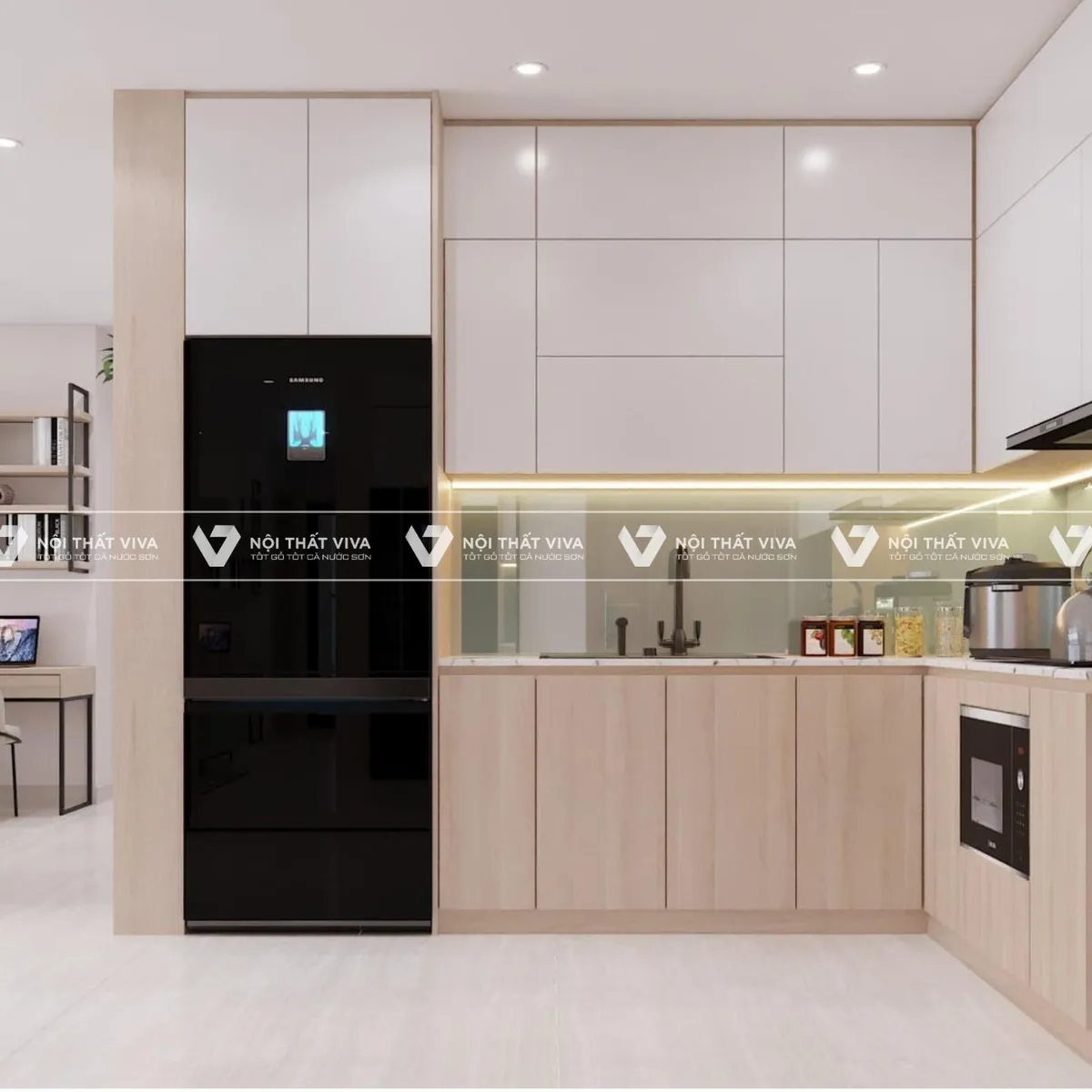 Tủ bếp gỗ công nghiệp Melamine là gì? Ưu điểm, cấu tạo và báo giá chi tiết Tủ bếp gỗ công nghiệp Melamine là gì? Ưu điểm, cấu tạo và báo giá chi tiết