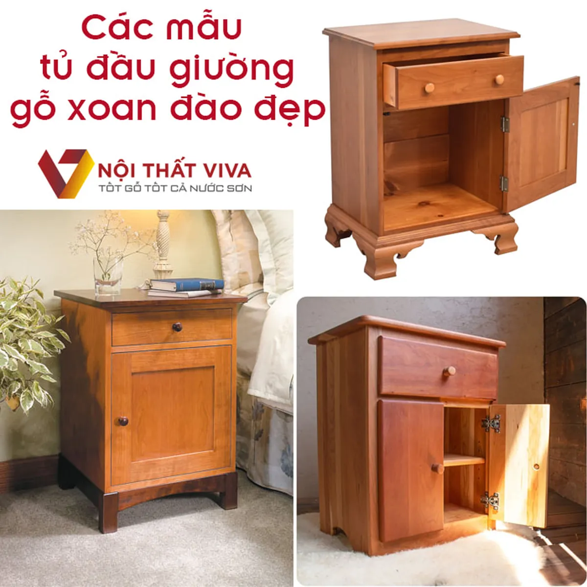 Tủ Đầu Giường Gỗ Xoan Đào Tủ Đầu Giường Gỗ Xoan Đào
