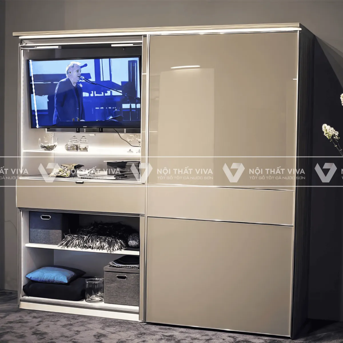 Tủ Quần Áo Kết Hợp Kệ Tivi Tủ Quần Áo Kết Hợp Kệ Tivi