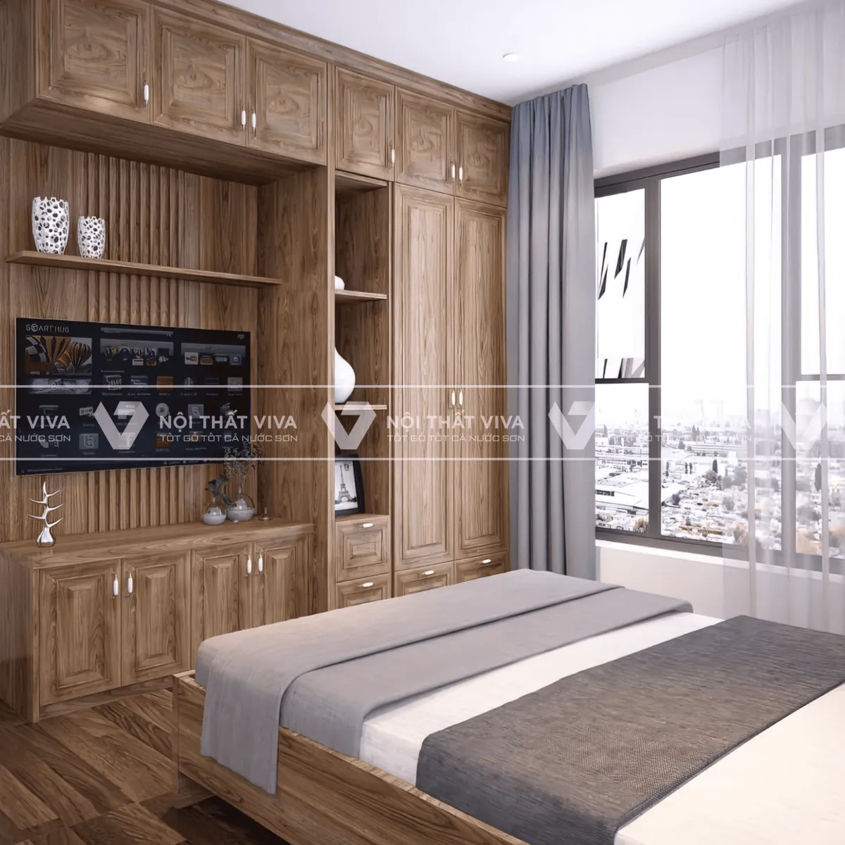 Tủ Quần Áo Kết Hợp Kệ Tivi Tủ Quần Áo Kết Hợp Kệ Tivi