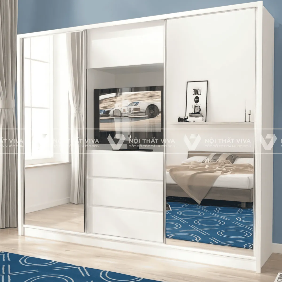 Tủ Quần Áo Kết Hợp Kệ Tivi Tủ Quần Áo Kết Hợp Kệ Tivi