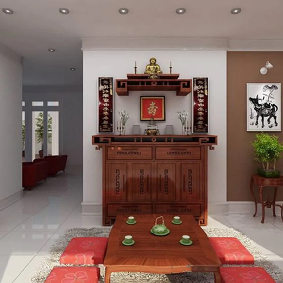 Xu hướng trang trí phòng thờ chung với phòng khách thịnh hành nhất 2023 Xu hướng trang trí phòng thờ chung với phòng khách thịnh hành nhất 2023