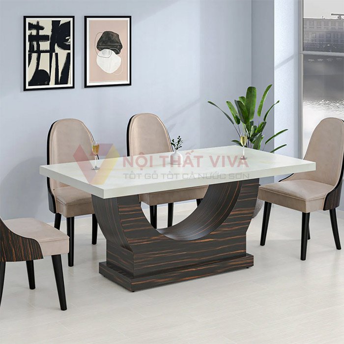 Bộ bàn ăn mặt đá đẹp, sang trọng, chất lượng tại Nội thất Viva.