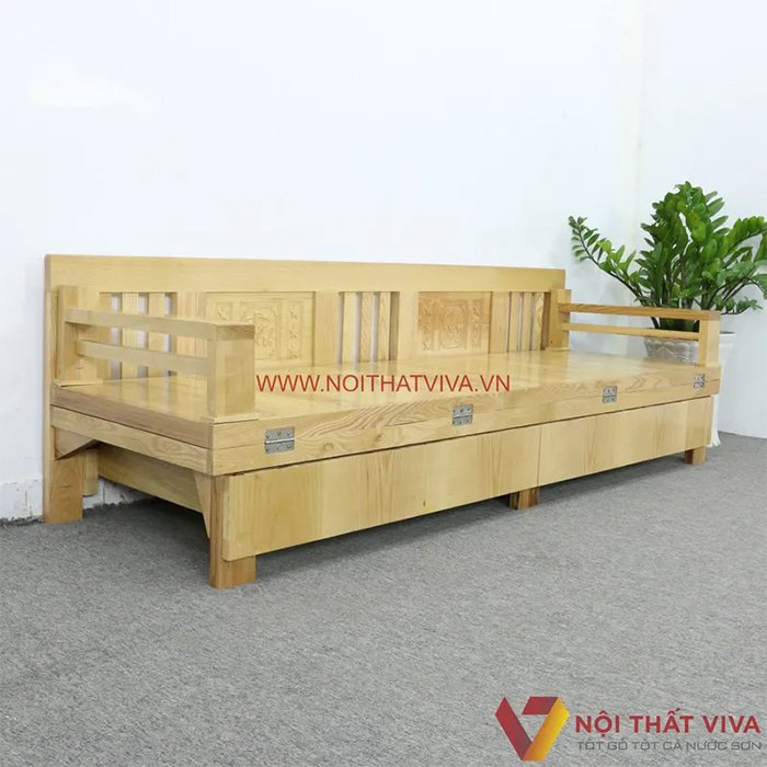 Ghế kéo thành giường gỗ Sồi hiện đại, đẹp có hộc kéo để đồ, tiện sử dụng.