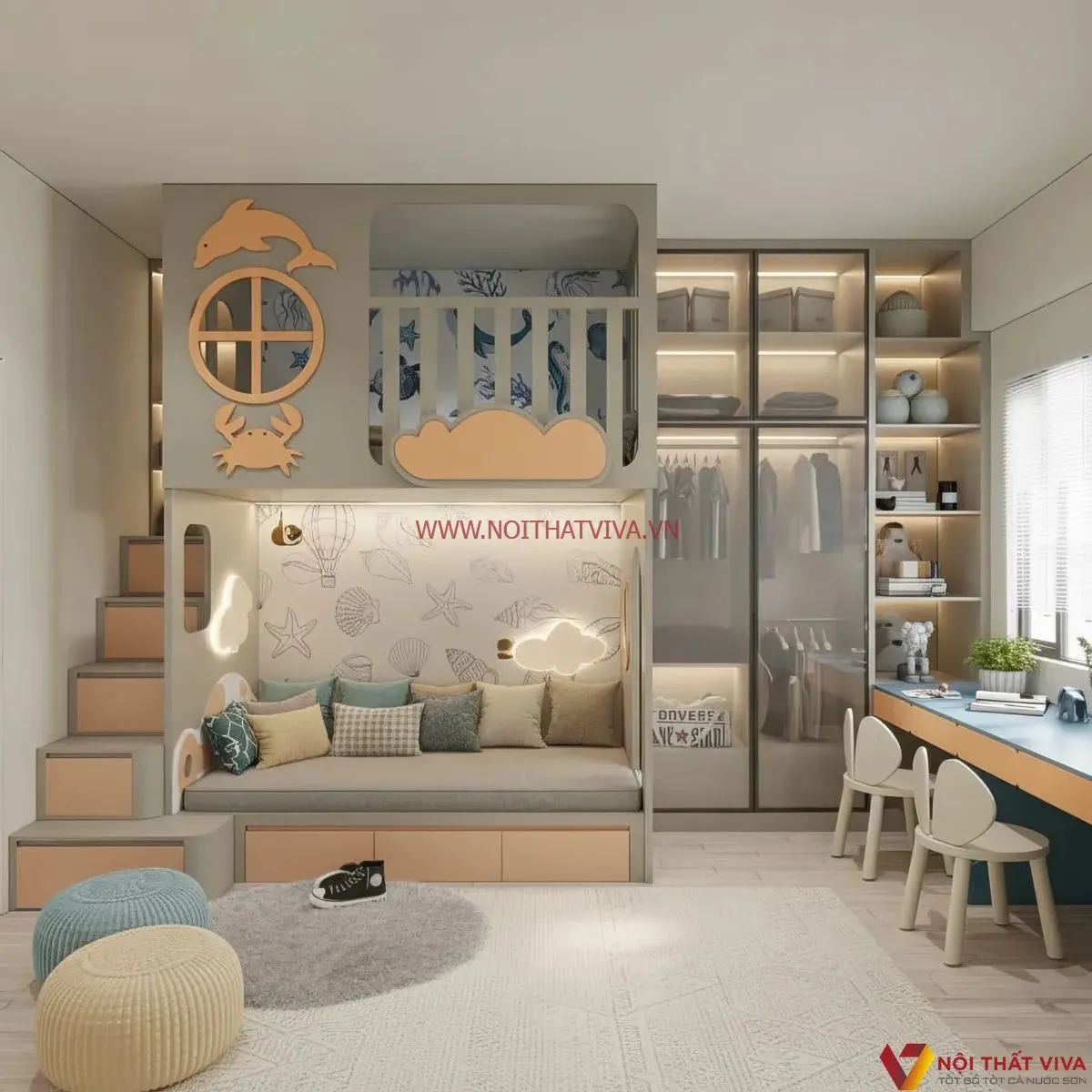 Tổng Hợp Mẫu Giường Tầng Trẻ Em Đẹp Gi&aacute; Rẻ, Giường Tầng Cho B&eacute; Trai, B&eacute; G&aacute;i 