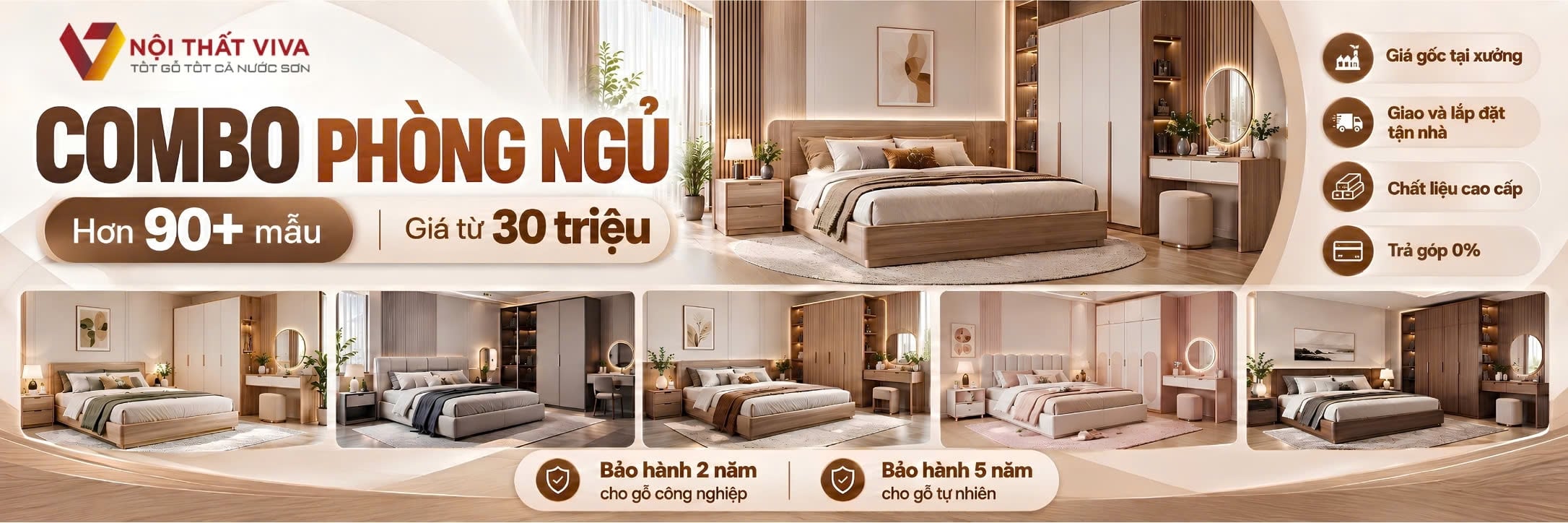  Combo (Set) Ph&ograve;ng Ngủ Giường, B&agrave;n Trang Điểm Trọn G&oacute;i
