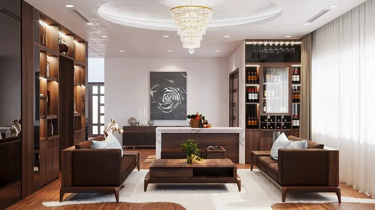 tủ âm tường trang trí phòng khách