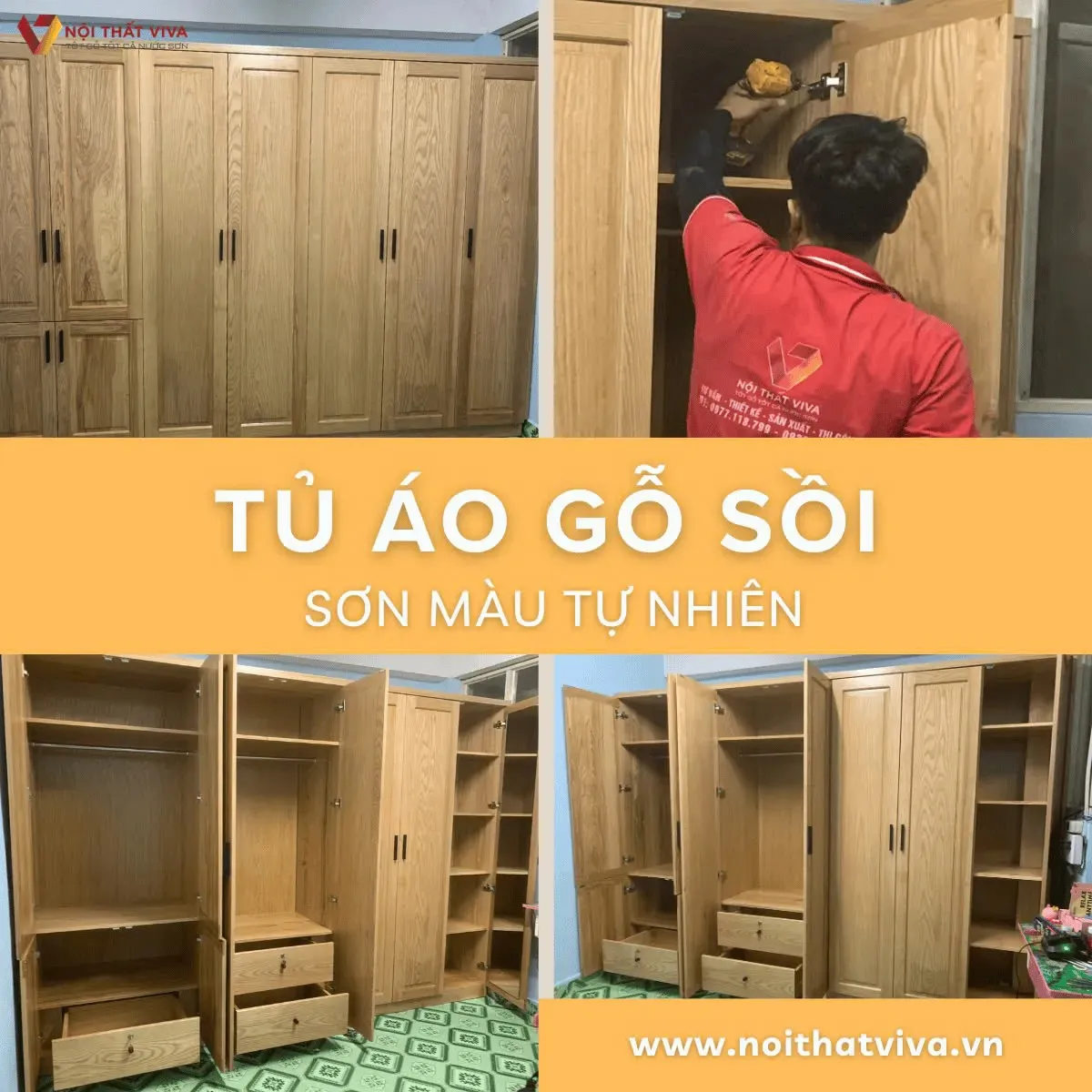 Tủ Quần Áo Gỗ Sồi
