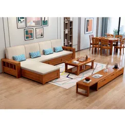 Sofa Sang Trọng Kiểu Chữ L Gỗ Sồi Tự Nhiên Sơn Màu Xoan Đào  Sofa Sang Trọng Kiểu Chữ L Gỗ Sồi Tự Nhiên Sơn Màu Xoan Đào