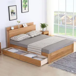 Giường Gỗ Sồi Hiện Đại Có Hộc Kéo Và Ngăn Chứa Đồ Tiện Dụng Tinh Tế Giường Gỗ Sồi Hiện Đại Có Hộc Kéo Và Ngăn Chứa Đồ Tiện Dụng Tinh Tế