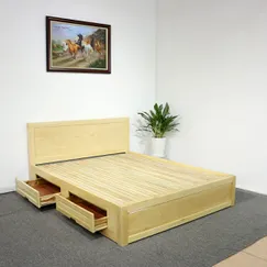 Giường Gỗ Sồi 1M8X2M Ngăn Kéo Màu Tự Nhiên Giá Rẻ Giường Gỗ Sồi 1M8X2M Ngăn Kéo Màu Tự Nhiên Giá Rẻ