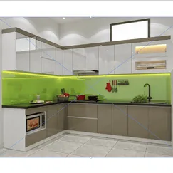 Tủ Bếp Hình L Gỗ Mdf Phủ Acrylic Màu Nâu Phối Trắng Đẹp Giá Rẻ Tủ Bếp Hình L Gỗ Mdf Phủ Acrylic Màu Nâu Phối Trắng Đẹp Giá Rẻ