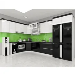 Tủ Bếp Gỗ Hình Chữ L Đẹp Gỗ MDF Phủ Acrylic Màu Đen Phối Trắng Đẹp Tủ Bếp Gỗ Hình Chữ L Đẹp Gỗ MDF Phủ Acrylic Màu Đen Phối Trắng Đẹp