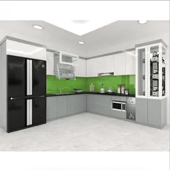 Tủ Bếp Gỗ Acrylic Mdf Màu Xám Phối Trắng Hiện Đại Giá Rẻ Tủ Bếp Gỗ Acrylic Mdf Màu Xám Phối Trắng Hiện Đại Giá Rẻ