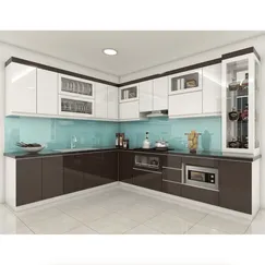 Mẫu Tủ Bếp Acrylic Đẹp Gỗ Mdf Màu Nâu Phối Trắng Hiện Đại  Mẫu Tủ Bếp Acrylic Đẹp Gỗ Mdf Màu Nâu Phối Trắng Hiện Đại