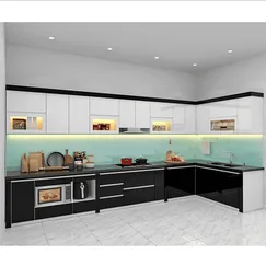 Mẫu Tủ Bếp Thông Minh Acrylic Gỗ Mdf Màu Đen Phối Trắng Đẹp Hiện Đại  Mẫu Tủ Bếp Thông Minh Acrylic Gỗ Mdf Màu Đen Phối Trắng Đẹp Hiện Đại
