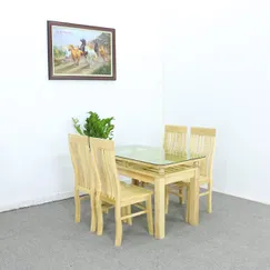 Bộ Bàn Ăn 4 Ghế Gỗ Sồi 2 Tầng Màu Tự Nhiên Gọn Đẹp Giá Rẻ Bộ Bàn Ăn 4 Ghế Gỗ Sồi 2 Tầng Màu Tự Nhiên Gọn Đẹp Giá Rẻ
