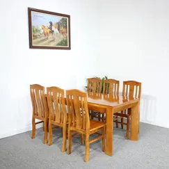 Bàn Ăn Gỗ Sồi 6 Ghế Chân Vát Màu Cánh Gián Hiện Đại Đẹp Bàn Ăn Gỗ Sồi 6 Ghế Chân Vát Màu Cánh Gián Hiện Đại Đẹp