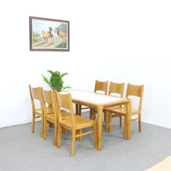 Bộ Bàn Ăn 6 Ghế Gỗ Sồi Mặt Đá Lọt Màu Tự Nhiên Đẹp Hiện Đại Bộ Bàn Ăn 6 Ghế Gỗ Sồi Mặt Đá Lọt Màu Tự Nhiên Đẹp Hiện Đại