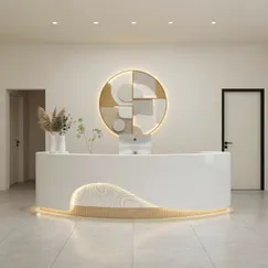 Bàn Lễ Tân Đẹp Thiết Kế Hình Vòng Cung Tinh Tế Chất Lượng Cao 