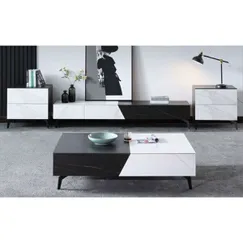 Bàn Trà Sofa Hiện Đại Bề Mặt Giả Đá Và Kệ Tivi Phòng Khách