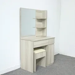 Bàn Trang Điểm Gỗ Công Nghiệp Hiện Đại 2 Ngăn Kéo Cửa Mở Màu Kem  Bàn Trang Điểm Gỗ Công Nghiệp Hiện Đại 2 Ngăn Kéo Cửa Mở Màu Kem