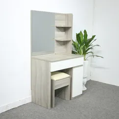 Bàn Phấn Gỗ Công Nghiệp 2 Ngăn Kéo Màu Xám Vân Gỗ Cửa Trắng Đẹp Bàn Phấn Gỗ Công Nghiệp 2 Ngăn Kéo Màu Xám Vân Gỗ Cửa Trắng Đẹp