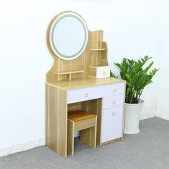 Bàn Trang Điểm Gương Đèn Led Thông Minh Màu Vàng Phối Trắng Đẹp Bàn Trang Điểm Gương Đèn Led Thông Minh Màu Vàng Phối Trắng Đẹp