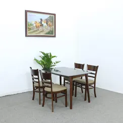 Bộ Bàn Ăn 4 Ghế Cabin Gỗ Cao Su Mặt Đá Hoa Cương Màu Đen Sang Trọng Bộ Bàn Ăn 4 Ghế Cabin Gỗ Cao Su Mặt Đá Hoa Cương Màu Đen Sang Trọng