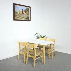 Bộ Bàn Ăn 4 Ghế Nệm Vân Đá Trắng Giá Rẻ Bộ Bàn Ăn 4 Ghế Nệm Vân Đá Trắng Giá Rẻ
