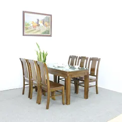 Bộ Bàn Ăn 6 Ghế Gỗ Sồi Nga Màu Óc Chó Đẹp Sang Trọng Bộ Bàn Ăn 6 Ghế Gỗ Sồi Nga Màu Óc Chó Đẹp Sang Trọng