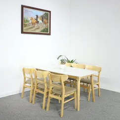 Bộ Bàn Ăn 6 Ghế Hiện Đại Vân Đá Trắng  Bộ Bàn Ăn 6 Ghế Hiện Đại Vân Đá Trắng