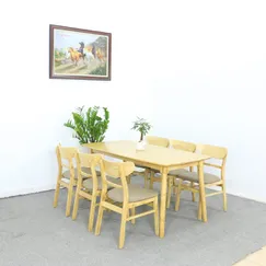 Bộ Bàn Ăn Mango 6 Ghế Gỗ Cao Su Tự Nhiên Gọn Đẹp Giá Rẻ Bộ Bàn Ăn Mango 6 Ghế Gỗ Cao Su Tự Nhiên Gọn Đẹp Giá Rẻ