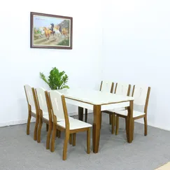 Bộ Bàn Ăn Mặt Đá Nhập Khẩu - Mặt Đá Cẩm Thạch Gỗ Xoan 6 Ghế Màu Óc Chó Phối Trắng Cao Cấp Bộ Bàn Ăn Mặt Đá Nhập Khẩu - Mặt Đá Cẩm Thạch Gỗ Xoan 6 Ghế Màu Óc Chó Phối Trắng Cao Cấp