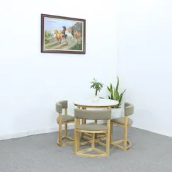 Bộ Bàn Ăn Tròn 4 Ghế Bọc Nỉ Xếp Gọn Gỗ Sồi Nga Tự Nhiên Đẹp Giá Rẻ Bộ Bàn Ăn Tròn 4 Ghế Bọc Nỉ Xếp Gọn Gỗ Sồi Nga Tự Nhiên Đẹp Giá Rẻ