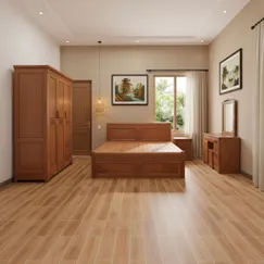 Bộ Combo Phòng Ngủ Gỗ Sồi Tự Nhiên Màu Cánh Gián Đẹp Giá Rẻ