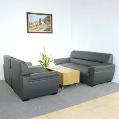 Bộ Sofa Bọc Da Kiểu Đối Màu Xanh Đen Bàn Gỗ MDF Đẹp Hiện Đại Bộ Sofa Bọc Da Kiểu Đối Màu Xanh Đen Bàn Gỗ MDF Đẹp Hiện Đại