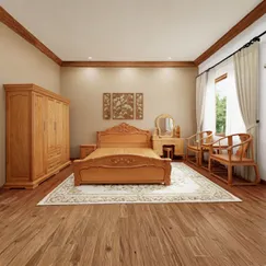 Com Bo Giường Tủ Gỗ Gõ Đỏ Cổ Điển Sang Trọng Cao Cấp