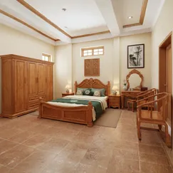 Combo Nội Thất Phòng Ngủ Tân Cổ Điển Gỗ Gõ Đỏ Cao Cấp