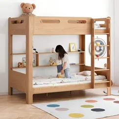 Giường 2 Tầng Cho Bé Gỗ Sồi Tự Nhiên Kèm Kệ Để Đồ Đẹp Hiện Đại Giường 2 Tầng Cho Bé Gỗ Sồi Tự Nhiên Kèm Kệ Để Đồ Đẹp Hiện Đại