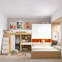 Giường 2 Tầng Kết Hợp Tủ Áo Kèm Bàn Học Gỗ MDF Phủ Melamine Hiện Đại Giường 2 Tầng Kết Hợp Tủ Áo Kèm Bàn Học Gỗ MDF Phủ Melamine Hiện Đại