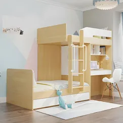 Giường 2 Tầng Thông Minh Kết Hợp Bàn Học Và Tủ Áo Gỗ MDF Phủ Melamine Giường 2 Tầng Thông Minh Kết Hợp Bàn Học Và Tủ Áo Gỗ MDF Phủ Melamine