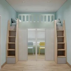 Giường Cho Trẻ Em Hiện Đại Thiết Kế 2 Tầng Tiện Nghi 